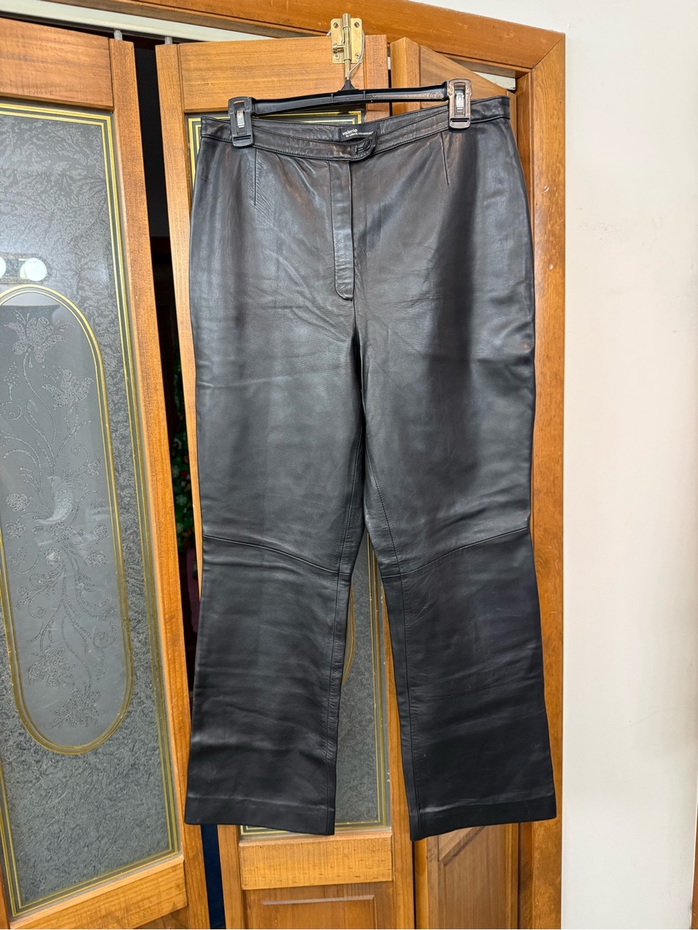Valerie Stevens Petite Black Leather Pants, Size 10P, EUC